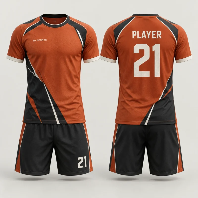 Ενδεικτικό AI σχέδιο εμφάνισης ποδοσφαίρου Sunset Edge, μπροστινή και πίσω όψη